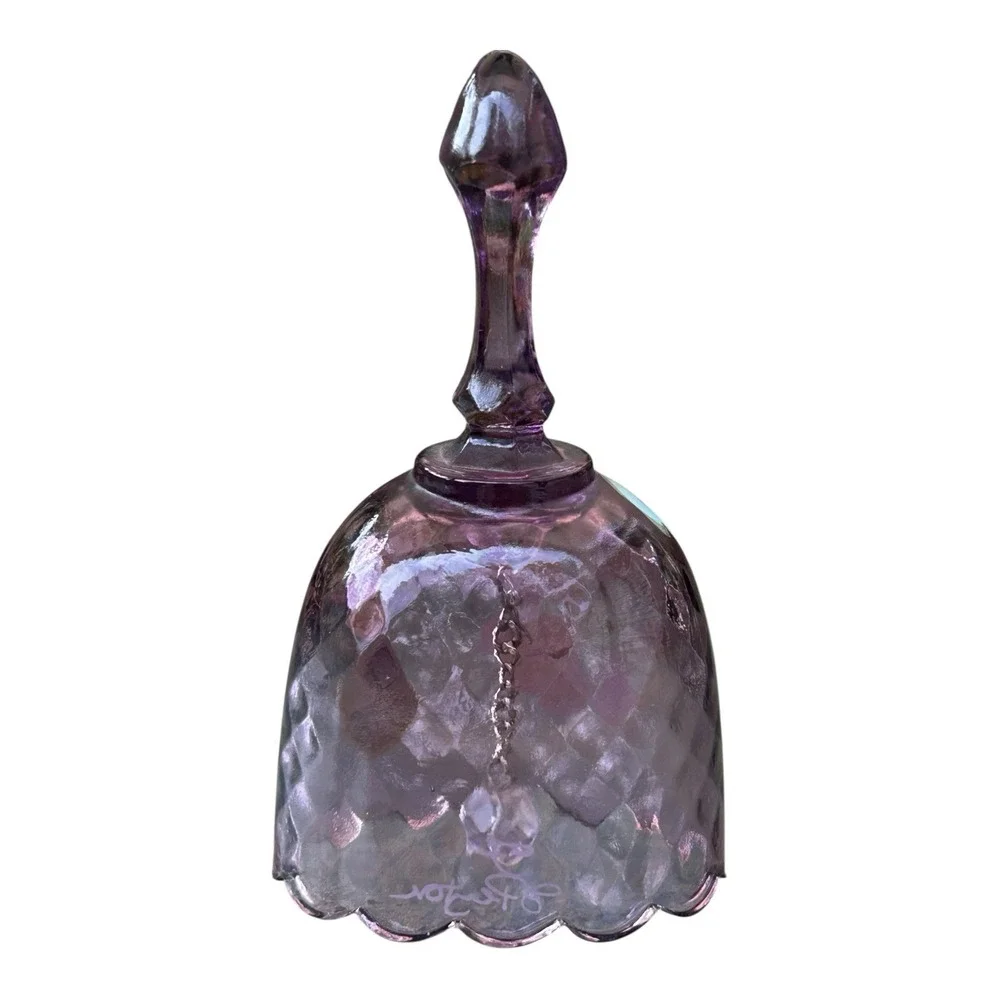 Hand Painted‎ Fenton Oval Purple Bell Floral Design Signed